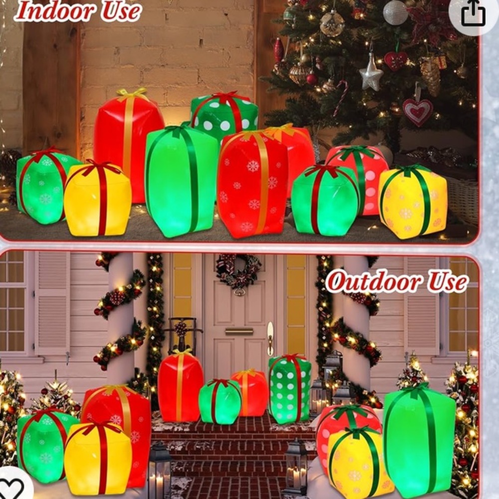 Poen 10 Pack Christmas Inflatables Decor 12 Inch 20 Inch Light up Inflatable Box